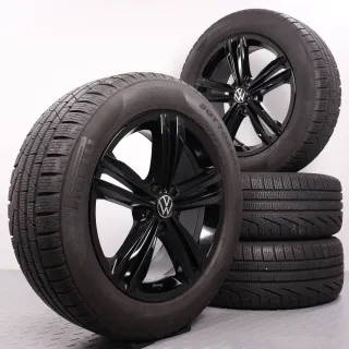 Winterräder 18 Zoll VW Tiguan II & Allspace Original Felgen Sebring schwarz 5NA601025AQ Winterreifen DOT23 7,5 & 8mm 235/55R18 104H XL AO Pirelli Sottozero Winter 210 Serie 2 - Bild 1