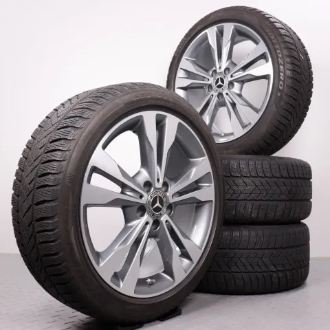 Background image for Winterräder 18 Zoll Mercedes C-Klasse W205 S205 C205 A205 Original Felgen A2054012802 & A2054012902 Reifen 6,5mm Pirelli Sottozero 3 225/45R18 & 245/40R18 RDK