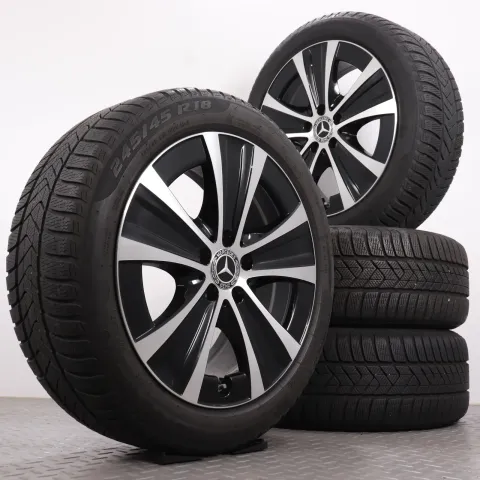 Background image for Winterräder 18 Zoll Mercedes-Benz E-Klasse W213 S213 A238 C238 Original Felgen A2134013700 Winterreifen 4,5-5 & 6mm 245/45R18 100V XL MOE Pirelli Winter Sottozero 3 5-Speichen