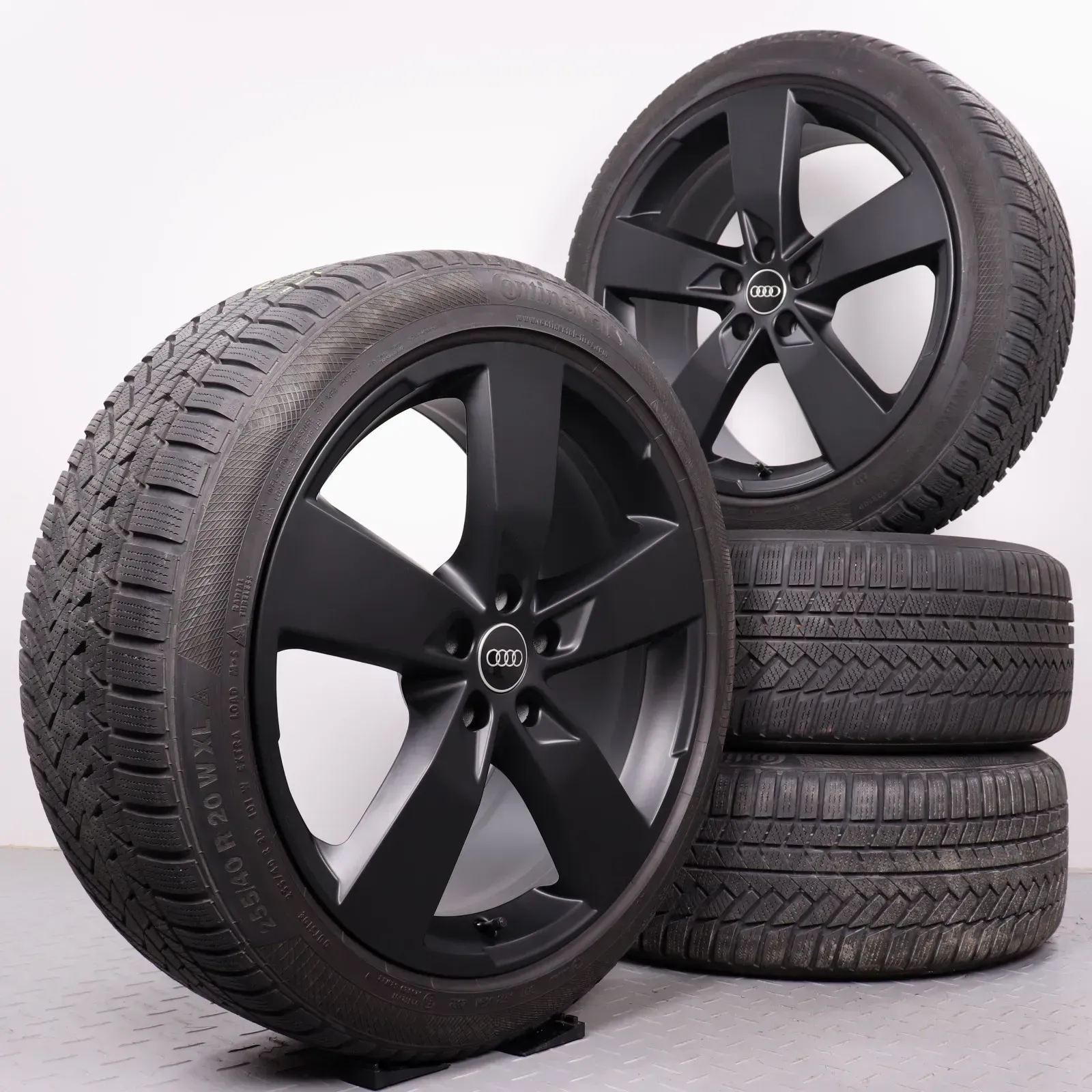 Winterräder 20 Zoll Audi A6 S6 4K C8 Original Felgen schwarz matt 4K0601025K Winterreifen 6,5-7,5mm DOT21&22 255/40R20 101W XL AO Continental Winter Contact TS 850 P 5-Arm Design - Bild 1