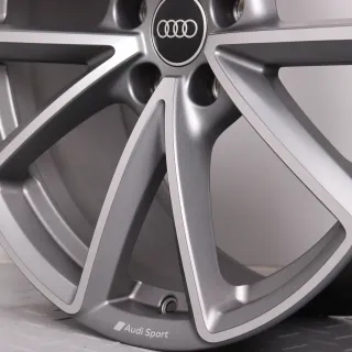 1x Alufelge 19 Zoll Audi A4 S4 8W B9 Original Felge Einzel Ersatz 5-V Speichen AUDI SPORT Titanoptik 8W0601025EA grau glanzgedreht 8,5x19ET40 5x112 66,6mm NEU - Bild 3