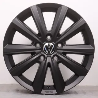 Alufelgen 17 Zoll VW T5 T6 T6.1 Original Felgen Felgensatz Merano 7E0071497 schwarz matt 7x17ET55 5x120 65,1mm Bus Multivan Transporter - Bild 5