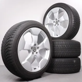 Winterräder 20 Zoll VW ID. Buzz Original Felgen 1T3601025AB & 1T3601025AC Winterreifen DOT23/24 7mm & 6-6,5mm 235/50R20 & 265/45R20 Alufelgen Stockton silber 8,5x20ET40 & 10x20ET58 - Bild 1