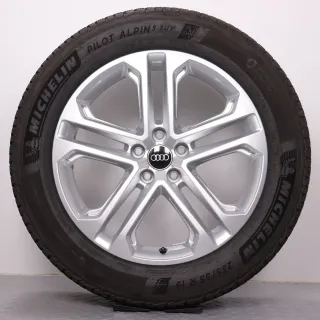 Winterräder 19 Zoll Audi Q5 SQ5 GU Original Felgen 8MA601025R Winterreifen 6-7mm DOT25 235/55R19 105H XL AO Michelin Pilot Alpin 5 5Doppelspeichen silber 7x19ET34 - Bild 4