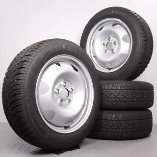 Winterräder 17 Zoll VW T5 T6 T6.1 Original Felgen 7J5601027 Winterreifen 8mm DOT21 215/60R17 104H Dunlop SP Winter Sport 3D Stahlfelge silber 7x17ET56 5x120 Winterradsatz NEUWERTIG - Bild 1