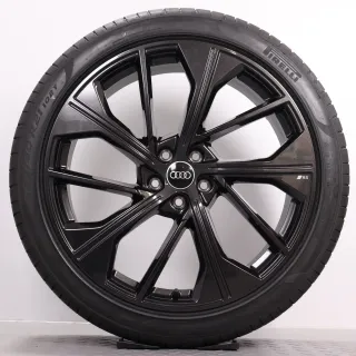 Sommerräder 21 Zoll Audi Q5 / SQ5 FY Original Felgen 80A601025CD Sommerreifen DOT24 255/40R21 102Y XL RO1 Pirelli P Zero PZ4 5-V-Speiche RS schwarz metallic NEU DEMO - Bild 2