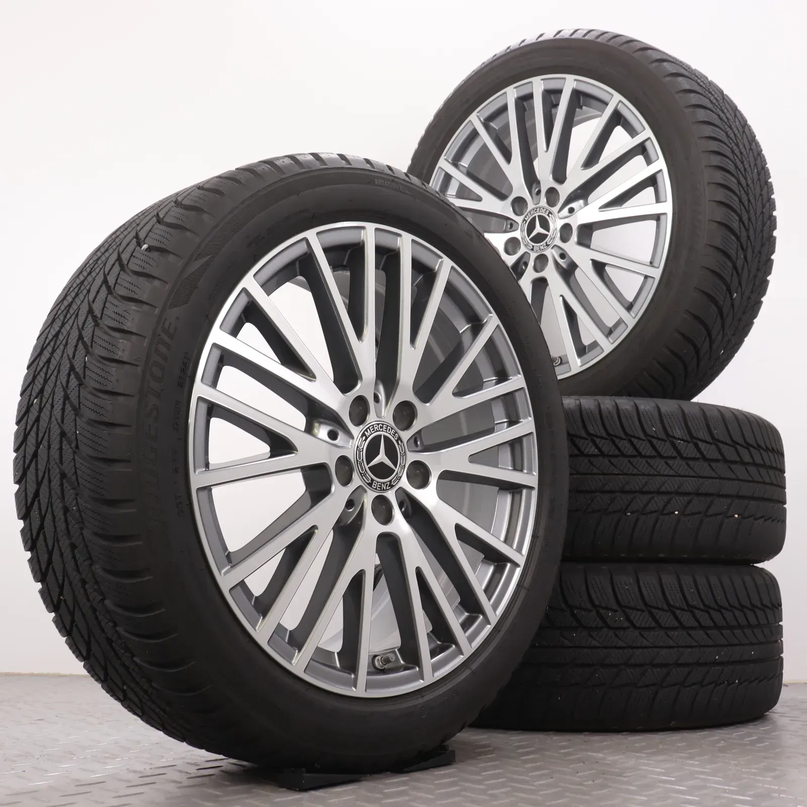 Winterräder 18 Zoll Mercedes-Benz A- / B-Klasse W177 W247 CLA C118 X118 Original Felgen A1774010600 Winterreifen 5,5mm DOT24 225/45R18 91H MO Bridgestone Blizzak LM-001 7,5x18ET49 - Bild 1